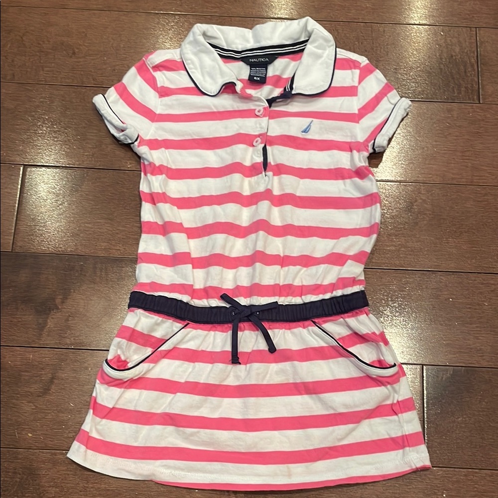 Nautica Pink and White Striped Polo Dress